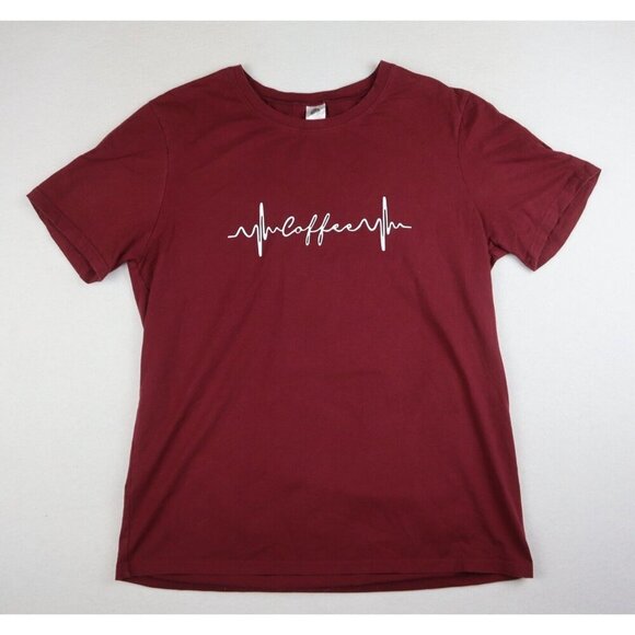 Women's Maroon Coffee Graphic Tee - Short Sleeve - Picture 1 of 12